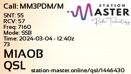QSL Card for M1AOB QSO with MM3PDM/M