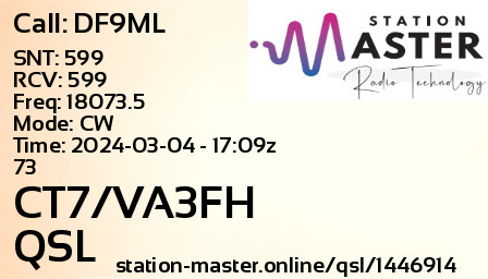 QSL Card for CT7/VA3FH QSO with DF9ML
