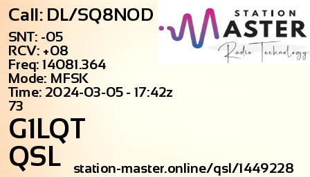 QSL Card for G1LQT QSO with DL/SQ8NOD
