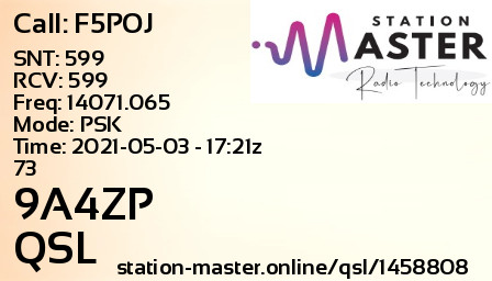 QSL Card for 9A4ZP QSO with F5POJ