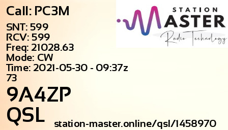 QSL Card for 9A4ZP QSO with PC3M