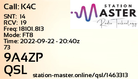 QSL Card for 9A4ZP QSO with K4C