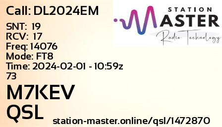 QSL Card for M7KEV QSO with DL2024EM