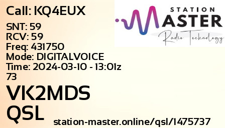 QSL Card for VK2MDS QSO with KQ4EUX