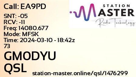 QSL Card for GM0DYU QSO with EA9PD