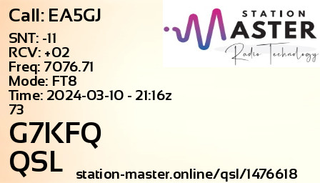 QSL Card for G7KFQ QSO with EA5GJ