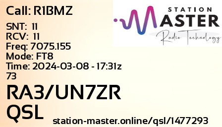 QSL Card for RA3/UN7ZR QSO with R1BMZ