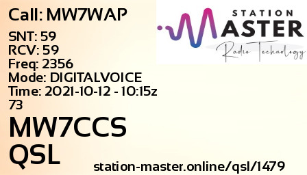 QSL Card for MW7CCS QSO with MW7WAP