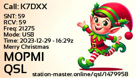 QSL Card for M0PMI QSO with K7DXX