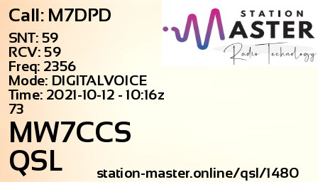 QSL Card for MW7CCS QSO with M7DPD