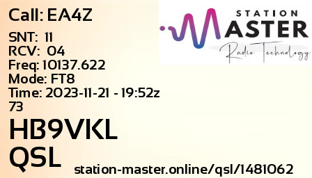 QSL Card for HB9VKL QSO with EA4Z