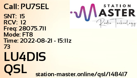 QSL Card for LU4DIS QSO with PU7SEL