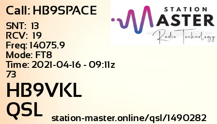 QSL Card for HB9VKL QSO with HB9SPACE