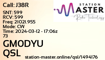 QSL Card for GM0DYU QSO with J38R