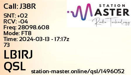 QSL Card for LB1RJ QSO with J38R