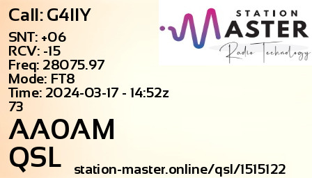 QSL Card for AA0AM QSO with G4IIY