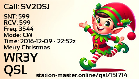 QSL Card for WR3Y QSO with SV2DSJ