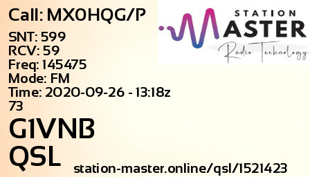 QSL Card for G1VNB QSO with MX0HQG/P
