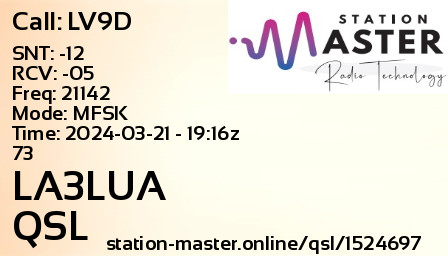 QSL Card for LA3LUA QSO with LV9D