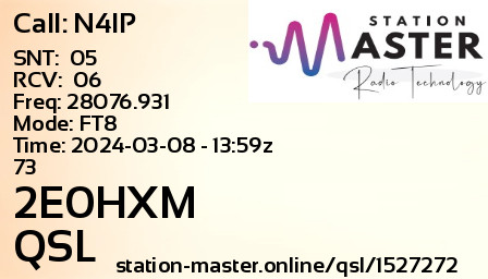 QSL Card for 2E0HXM QSO with N4IP