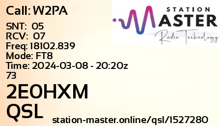 QSL Card for 2E0HXM QSO with W2PA