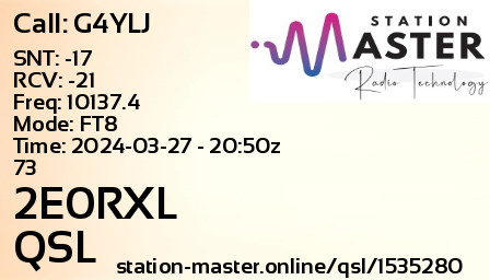 QSL Card for 2E0RXL QSO with G4YLJ