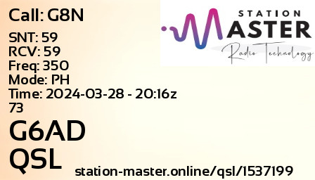 QSL Card for G6AD QSO with G8N