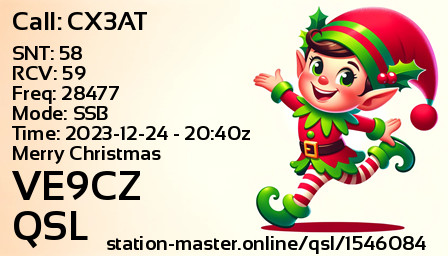 QSL Card for VE9CZ QSO with CX3AT
