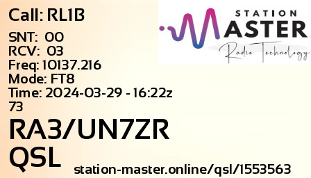 QSL Card for RA3/UN7ZR QSO with RL1B