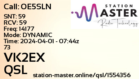 QSL Card for VK2EX QSO with OE5SLN