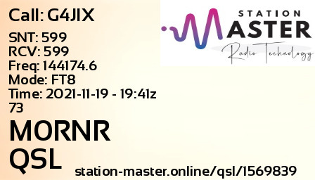 QSL Card for M0RNR QSO with G4JIX