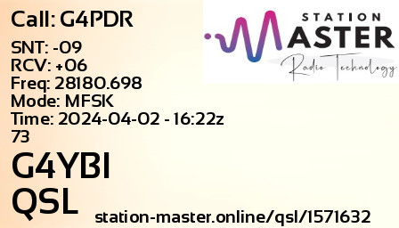 QSL Card for G4YBI QSO with G4PDR