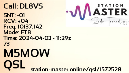 QSL Card for M5MOW QSO with DL8VS