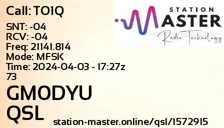 QSL Card for GM0DYU QSO with TO1Q