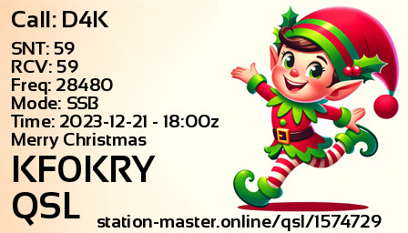 QSL Card for KF0KRY QSO with D4K