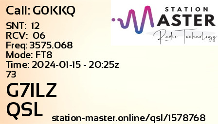 QSL Card for G7ILZ QSO with G0KKQ