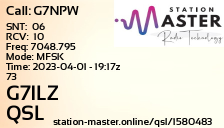 QSL Card for G7ILZ QSO with G7NPW
