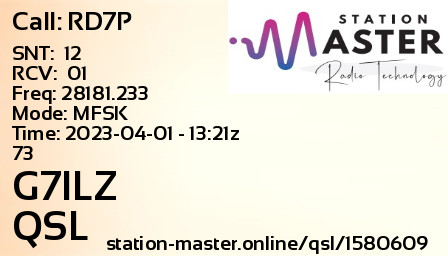 QSL Card for G7ILZ QSO with RD7P