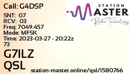 QSL Card for G7ILZ QSO with G4DSP