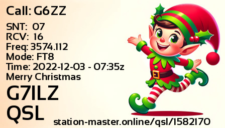 QSL Card for G7ILZ QSO with G6ZZ
