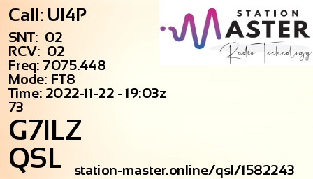 QSL Card for G7ILZ QSO with UI4P