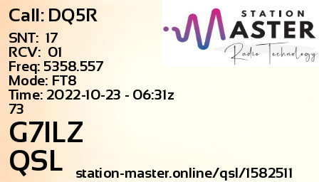 QSL Card for G7ILZ QSO with DQ5R