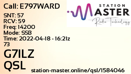 QSL Card for G7ILZ QSO with E797WARD