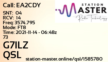 QSL Card for G7ILZ QSO with EA2CDY