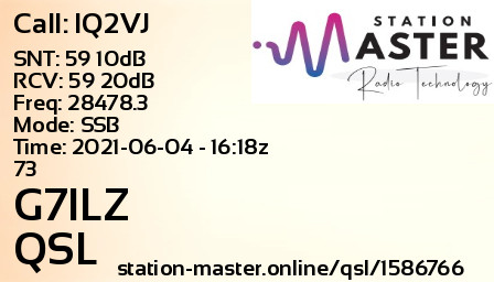QSL Card for G7ILZ QSO with IQ2VJ