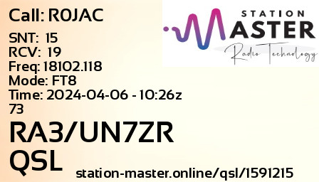 QSL Card for RA3/UN7ZR QSO with R0JAC