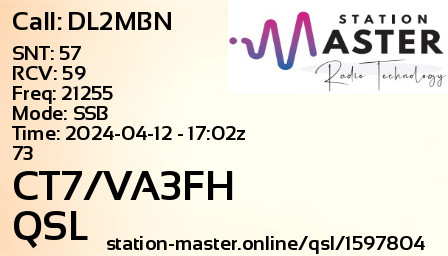 QSL Card for CT7/VA3FH QSO with DL2MBN