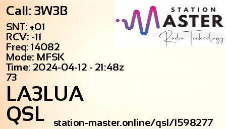 QSL Card for LA3LUA QSO with 3W3B