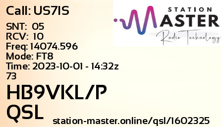 QSL Card for HB9VKL/P QSO with US7IS