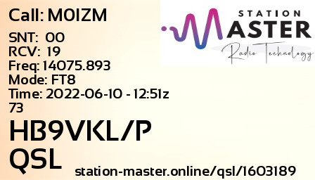 QSL Card for HB9VKL/P QSO with M0IZM